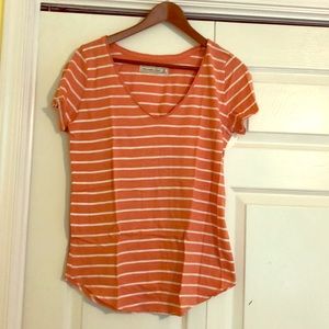 Abercrombie Coral Striped Top WORN ONCE